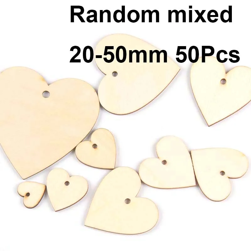 20-100mm One Holes Mix Heart Wooden Pattern Christmas Decorations For Home Ornament  DIY Wood Crafts For Home Ornaments m2190