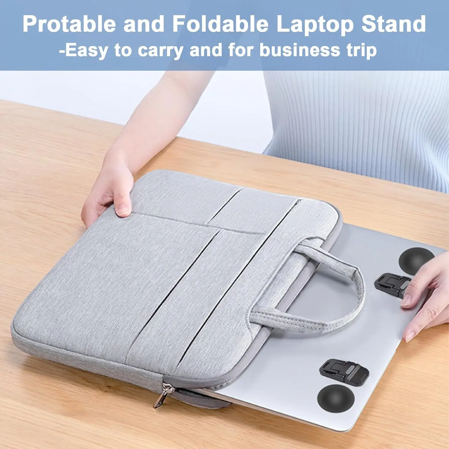 2pcs/Set Foldable Laptop Stand Portable Notebook Support Holder Adjustable Riser Cooling Bracket Universal for Laptop Tablet