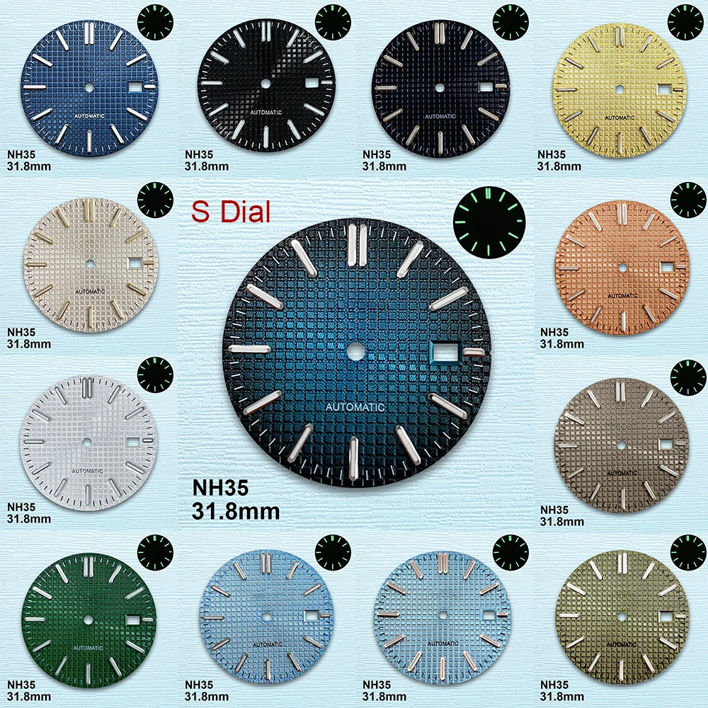 

31.8mm Oak S Logo Dial Suitable for NH35/NH36 Japanese Movement GreenLuminous Gradient Quality Watches Modified Accessories