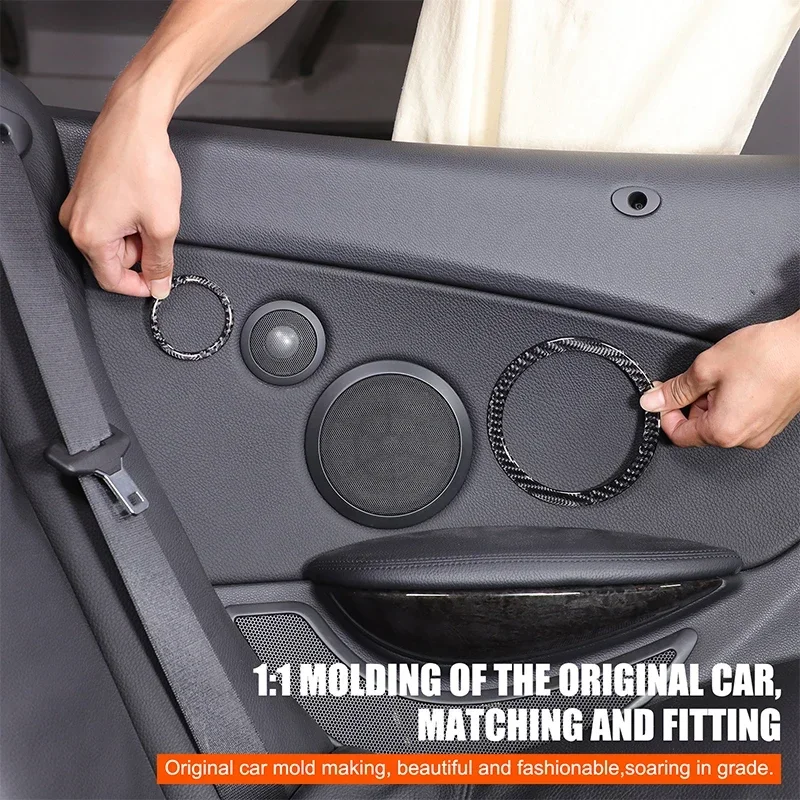 

For BMW 6 Series M6 E63 E64 2004-2010 Soft Carbon Fiber Car Door Speaker Ring Frame Cover Trim Sticker Interior Car Accessories
