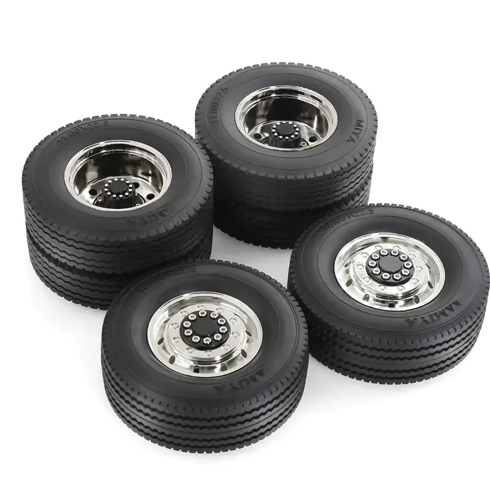 

1/14 TAMIYA RC Truck Universal Metal Wheel Rim & Tire Set, Upgrade Parts for Model Cars
