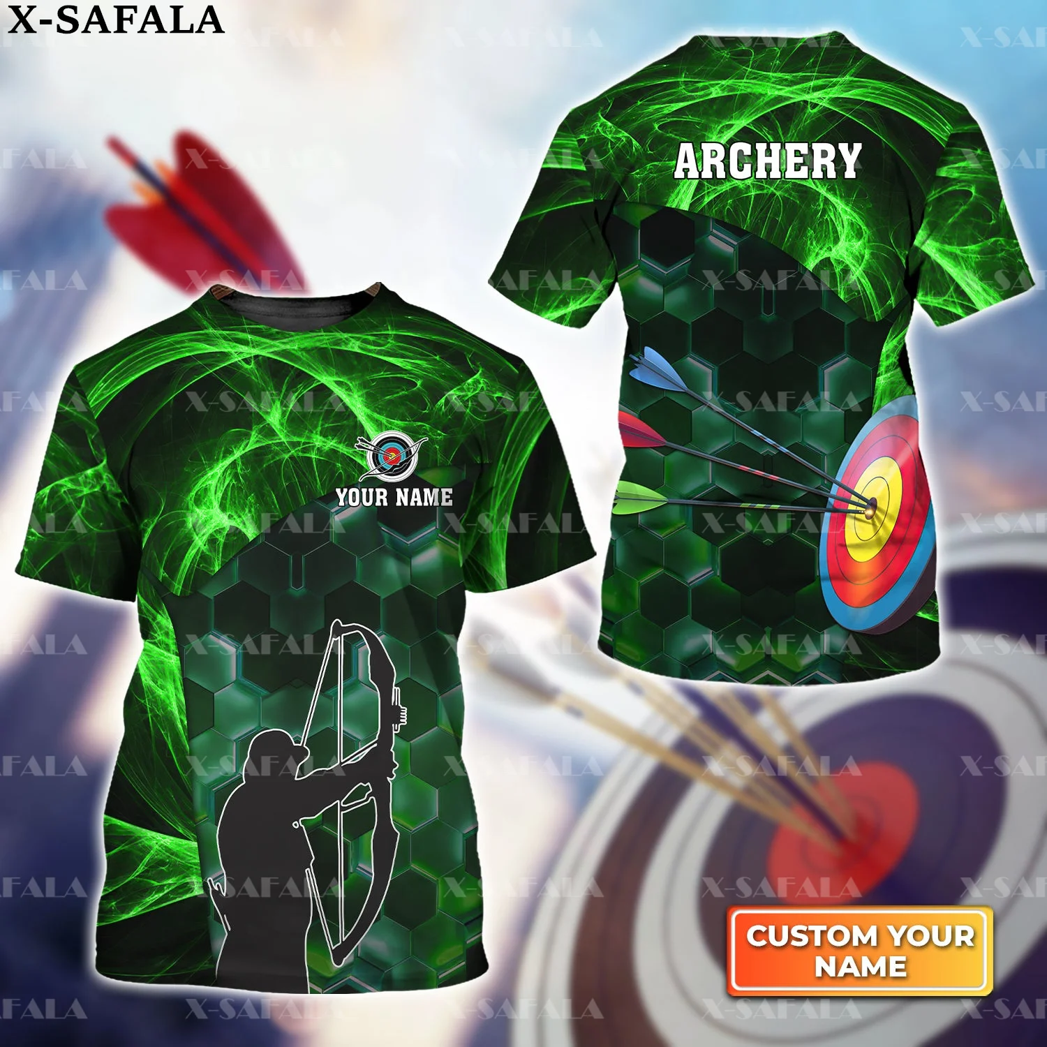 Mens Short Sleeved Breathable T-Shirt, Round Neck, Archery Team Player, Customized 3D Printing, Outdoor Casual Fashion, Summer20