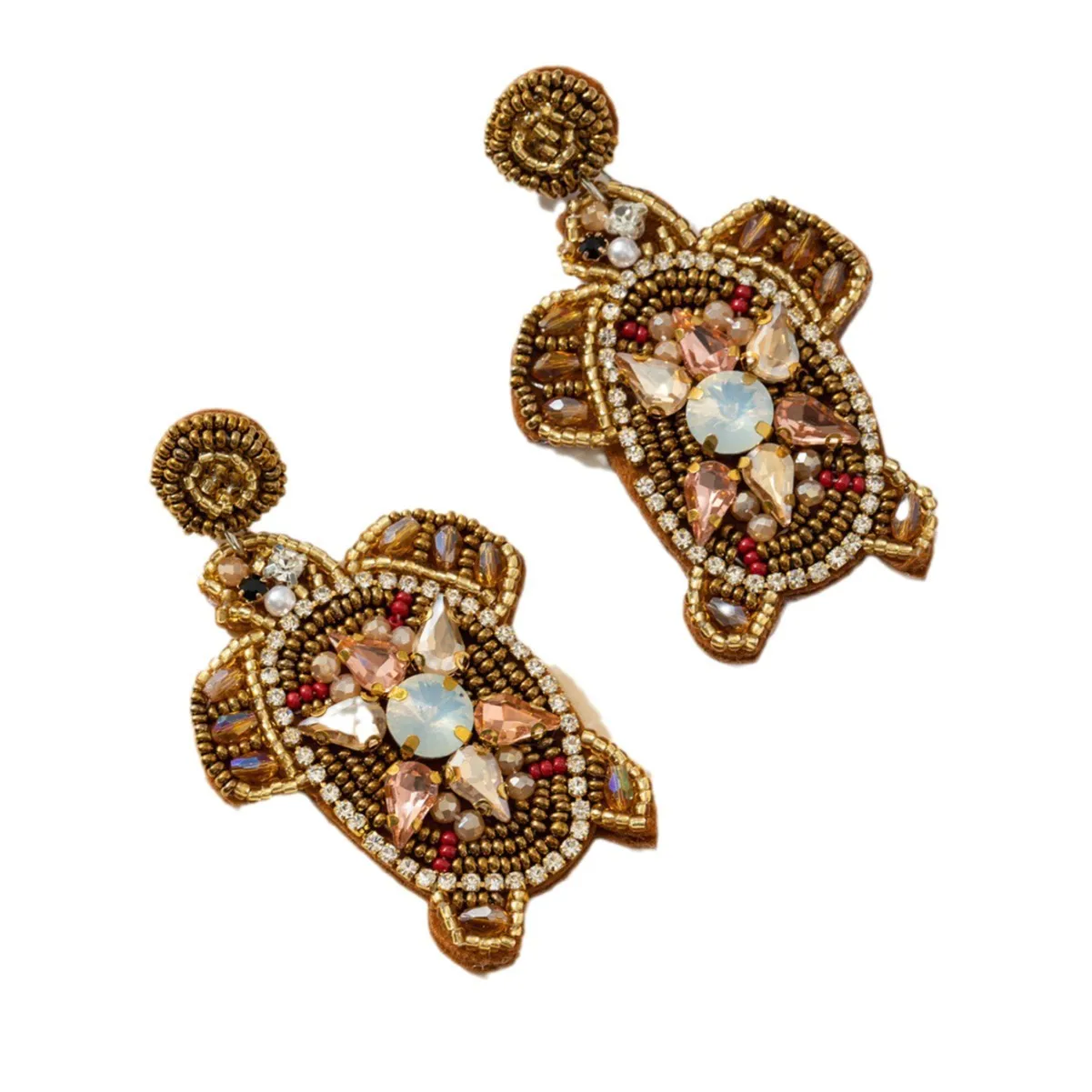 الأقراط مطرز النسيج الفن السلحفاة الأصالة الحياكة اليدوية تصميم سبيكة بوهيميا الحياة البحرية بسيطة الإناث الأرز حبة الأقراط #6