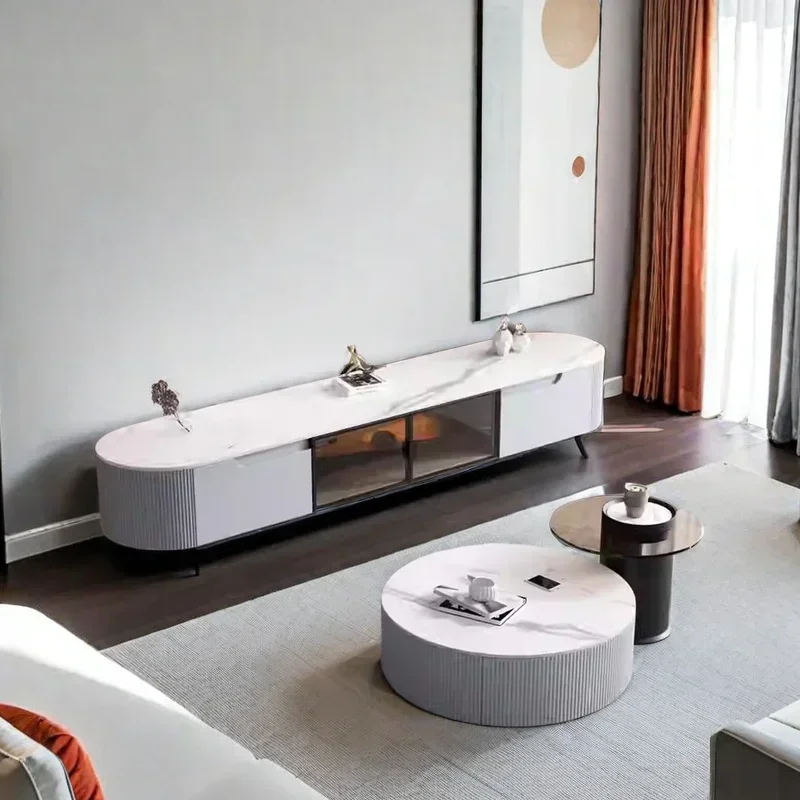 Modern Luxury Tv Cabinet White Fire Place Stands Multifunction Home Furniture Display Standards Mid Century Console Living Room