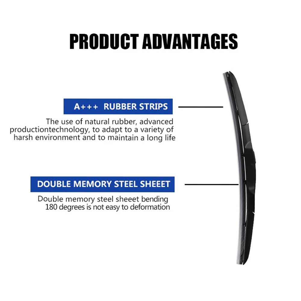 Lâmina de limpador de para-brisa universal, tela de borracha tipo u com gancho de 14, 16, 17, 18, 19, 20, 21, 22, 24 e 26 polegadas