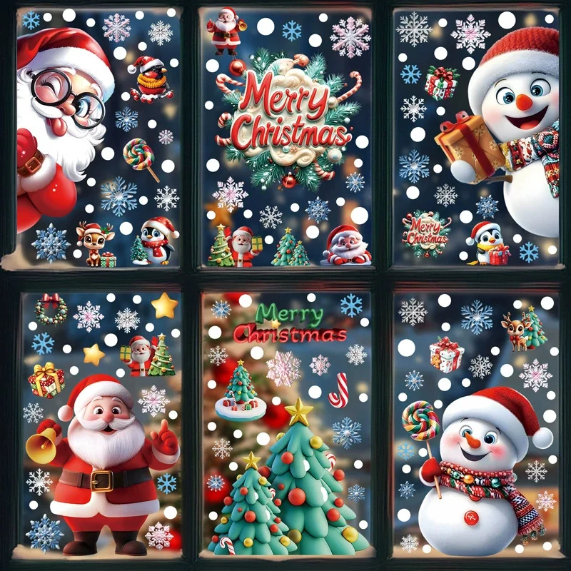 

Cartoon Santa Claus Christmas Window Sticker Christmas Decoration Wallpaper For Home New Year Xmas Window Decal pegatina navidad