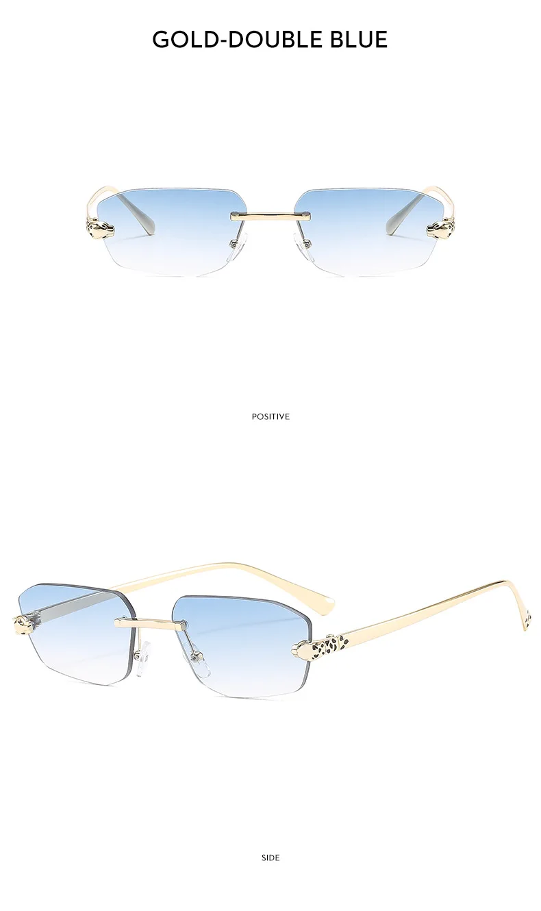 Beliebte Marke Braun Quadrat Frauen Sonnenbrille Mode Luxus Randlose Rechteck Sonnenbrille Weibliche Shades UV400 Vintage Brillen – Detail 17