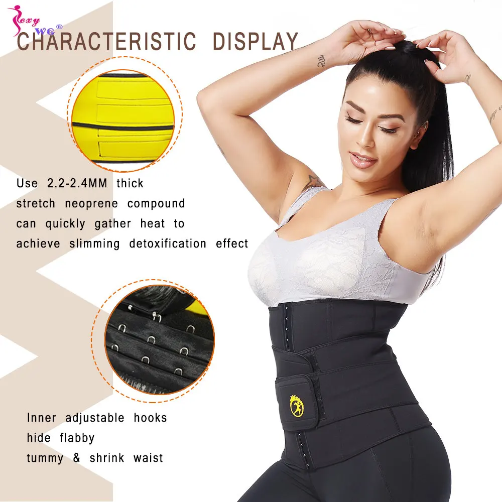 SEXYWG Waist Trainer Neoprene Body Shaper Belt Weight Loss Flat Belly Band Workout Fat Burning Strap Sweat Tummy Control Girdle