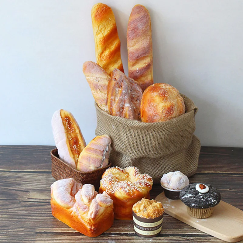 Artificial Fake Bread Ornaments French Baguette Cake Bakery Model Kitchen Home Decor Kid Toy Donuts Simulation Bread Photo Props