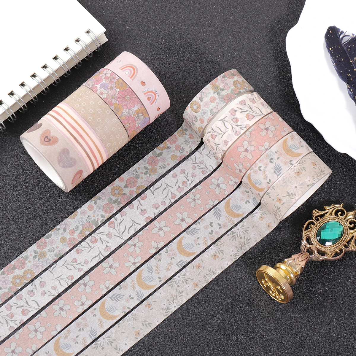 

10 рулонов/коробка, набор лент васи с винтажным цветочным узором, рулоны декоративных наклеек с разным узором, декоративная лента ручной работы