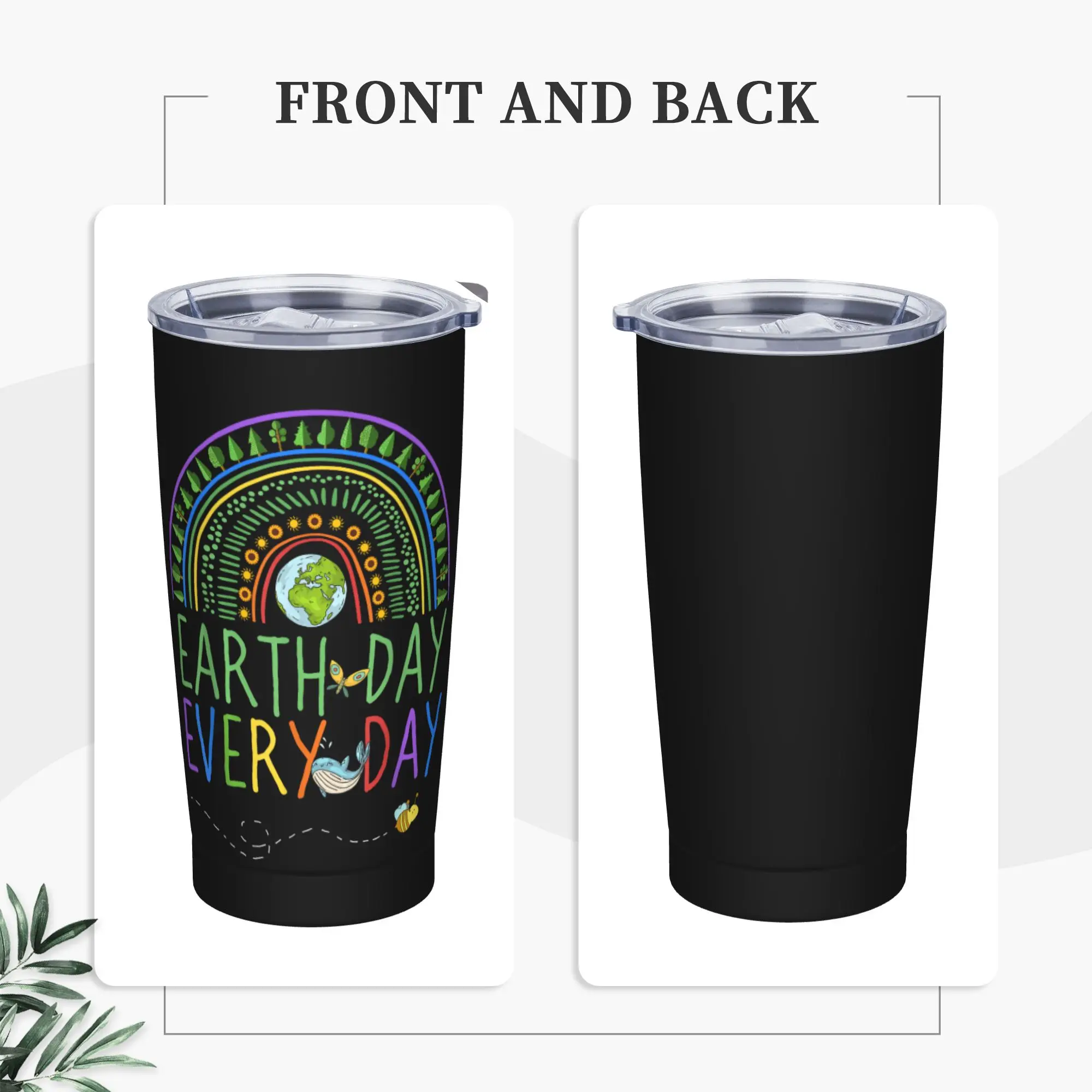 Stainless Steel Tumbler Pretty Earth Day Every Day Tree Thermal Mug Heat Preservation Cold and Hot Mugs Cup Camping Water Bottle