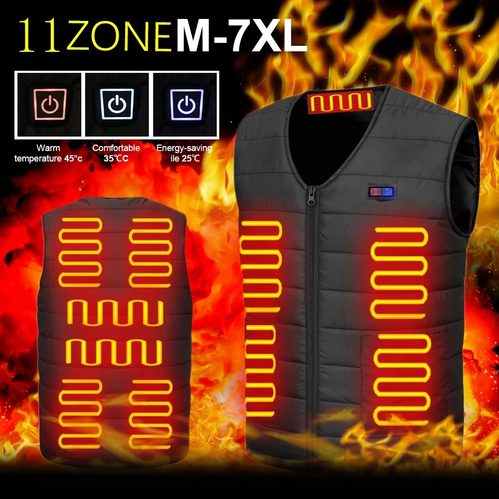 Men Autumn winter Smart Heated Cotton Vest USB Infrared Electric Heating Vest Women Outdoor Flexible Thermal Winter Warm Jacket