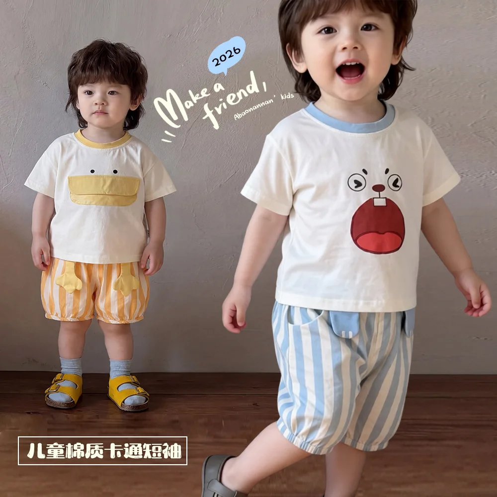 

Новая детская футболка с коротким рукавом 2026 года: летняя, из мягкого дышащего хлопка, милые повседневные топы для младенцев и малышей (для мальчиков и девочек), для ежедневной носки на улице