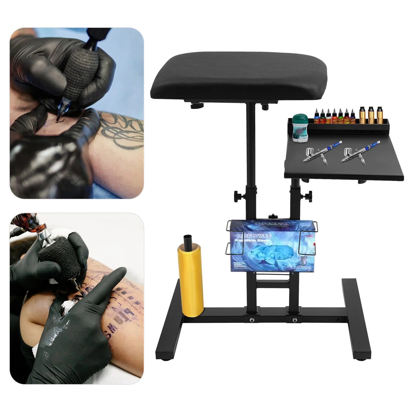 

Steel Arm Rest Stand with Workbench,Black Adjustable Height Arm Rest Stand Floor Standing for Homes,Nail Stores