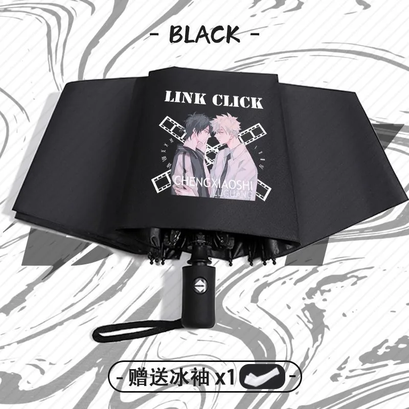 Black Blue White,Shi guang dai li ren,Link Click,Anime,Windproof Anti-UV,Automatic Rain Compact Umbrella for Woman Man