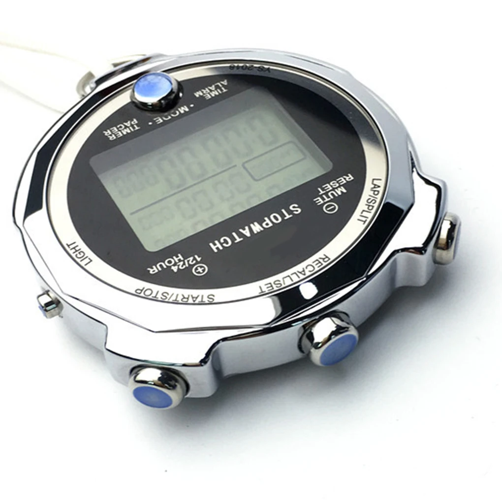 Portable Backlight Stopwatch Metal Athletic Training Timer 1/1000th Second 3 Lap Memory Digital Stop Watch