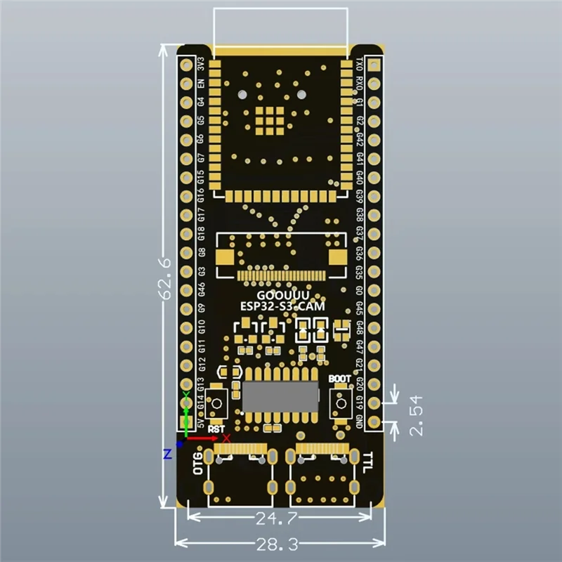 

B44C ESP32 S3 Макетная плата 2 шт. 2,4G Wi-Fi модуль для модуля камеры OV2640 8 МБ PSRAM 16 МБ FLASH ESP32 S3 N16R8 CAM