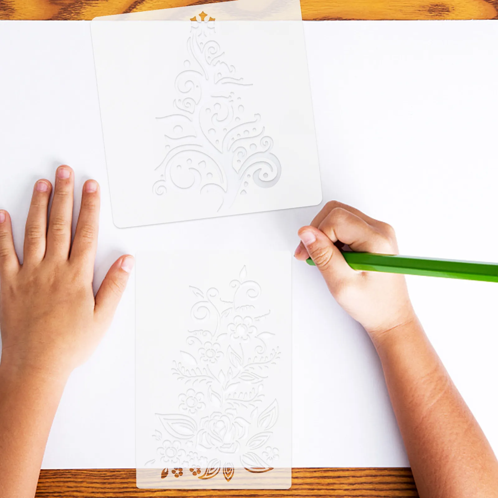 4 Pcs Paint Stencil Wall Reusable Floral Stencils Drawing Templates Flower Painting Pet Decoration