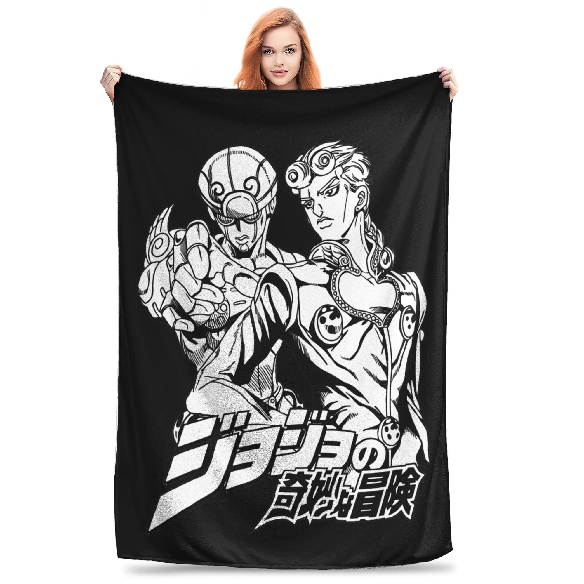 Jojos Bizarre Adventure Powerful Stand User Blankets Flannel Multifunction Soft Throw Blankets for Home Couch Bedspread