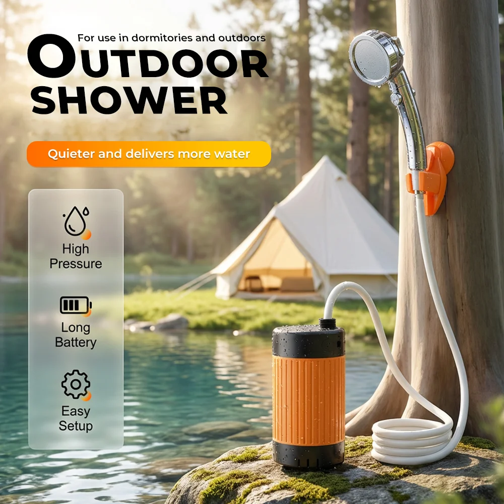 

Портативный душ для кемпинга, набор для душа с цифровым дисплеем 4800 мАч/6000 мАч/7800 мАч, для мытья автомобиля, посуды, ухода за животными