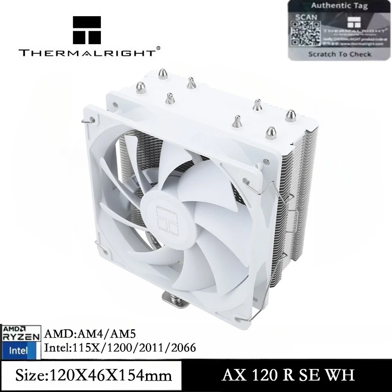 

Thermalright Assassin X 120R SE Белый воздушный охладитель процессора TL-C12CW PWM Тихий вентилятор Процессорный охладитель для AM4 AM5 Intel LGA 1700/115X/1200/1851