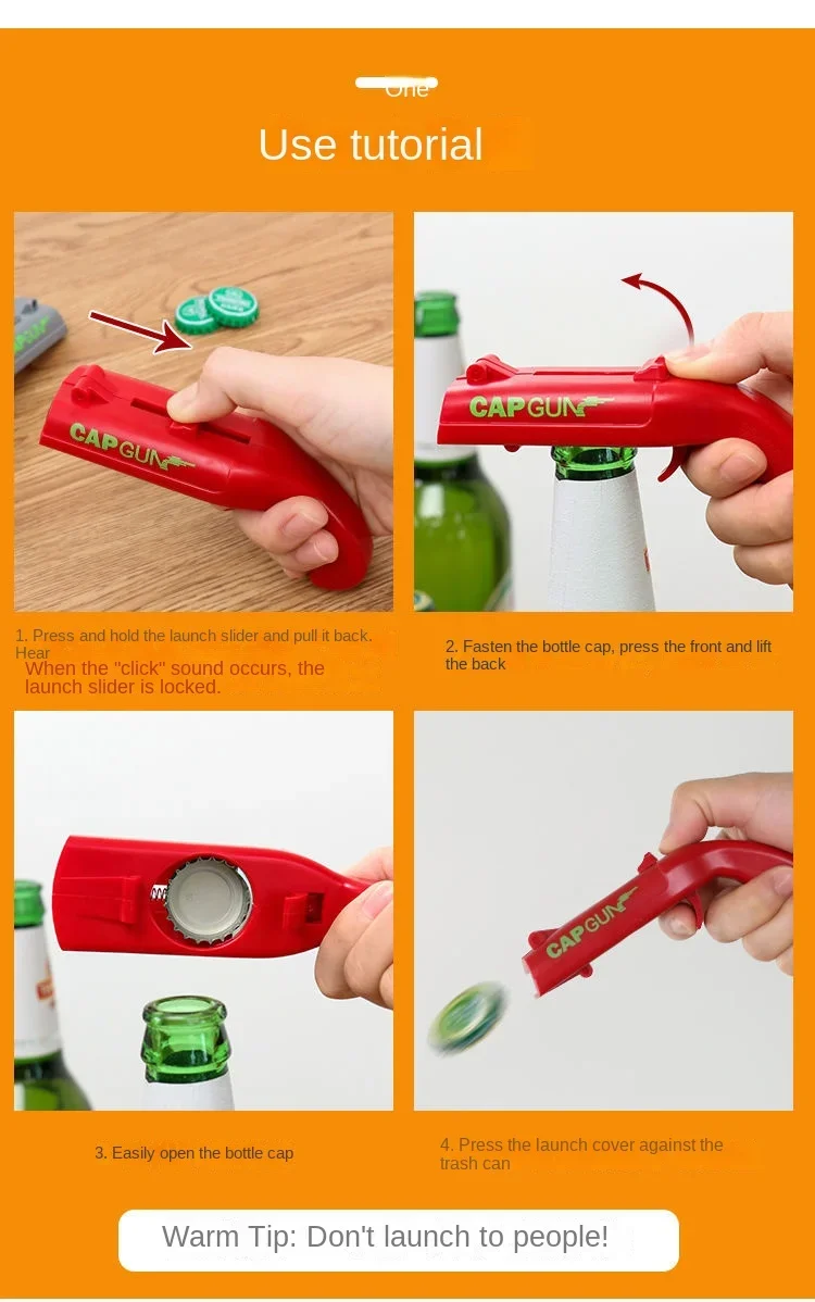 Tragbarer Kreativer Flaschenöffner in Pistolenform, Multifunktionales Gadget für Küche und Bar, Lustiges Geschenk – Detail 6