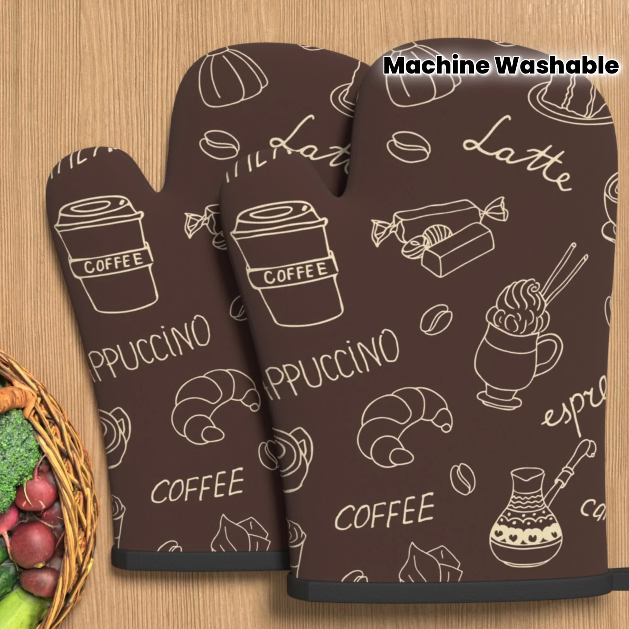 2-Pack Oven Mitts Heat Resistant Kitchen Gloves for BBQ, Baking, Microwave Machine Washable, Cooking Dedicated, Great Gift