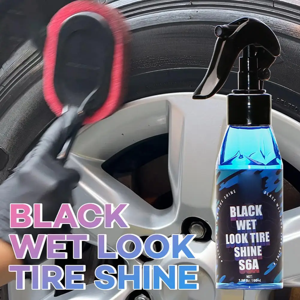 Black Wet Look Tire Shine Dressing -Automotive Clear Coat Tire Dressing Spray For Glossy Wet Tire Look, Vinyl & Plastic I5D8