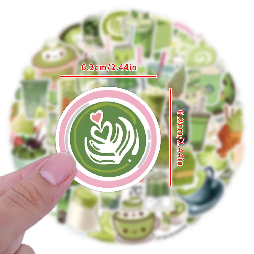 

55PCS Green INS Style Matcha Doodle Stickers Cartoon Cute Fun Creative Decorative Water Cup Pencil Box Scrapbook Decal Toy Gift