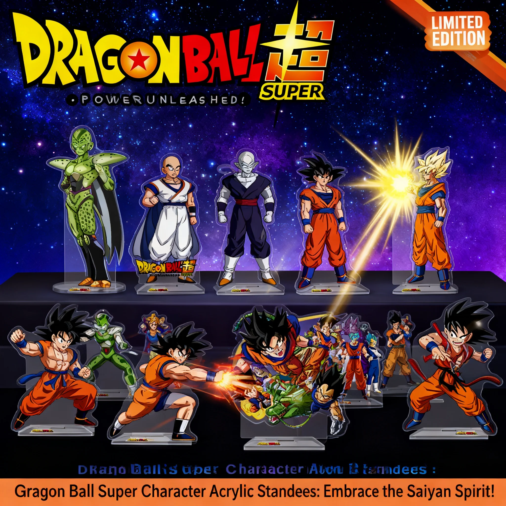 

Dragon Ball Anime Figure Acrylic Stand Double Sided High Definition Collectible Decor Goku Vegeta Action Scene