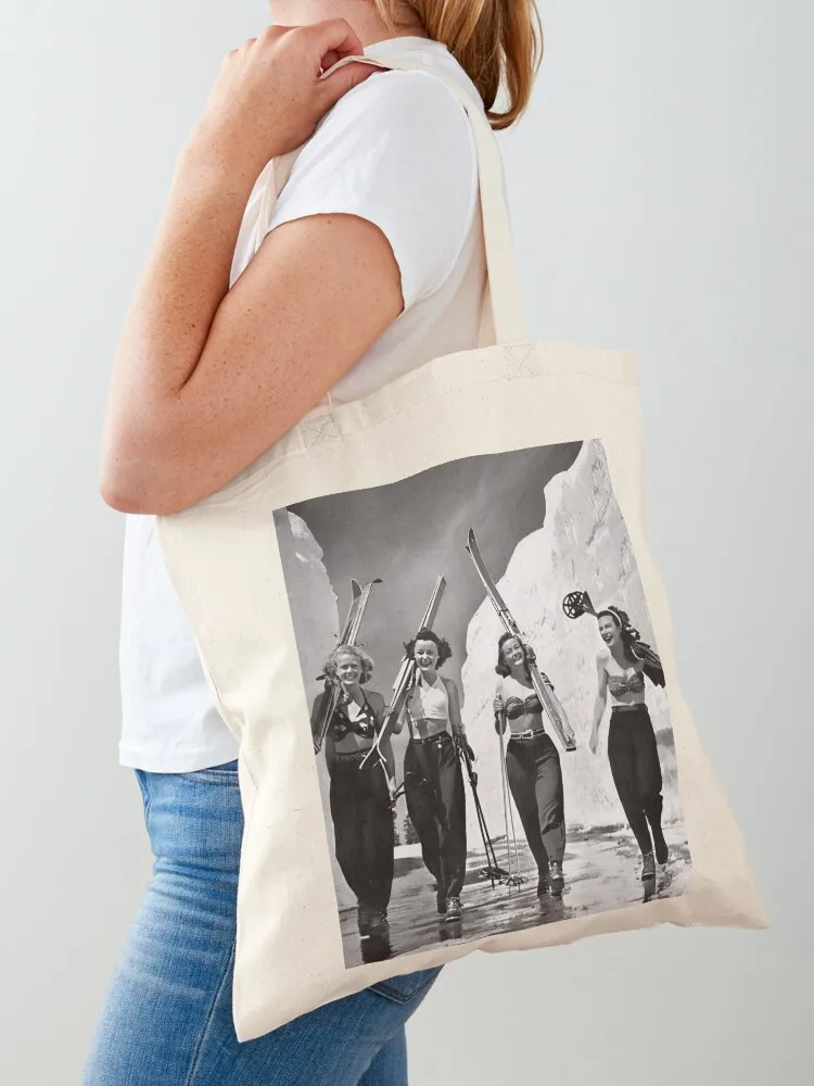 Girls Gone Skiing World Famous Ski Photo Tote Bag woman shopping bag personalized tote Lady bags Canvas Tote Bag