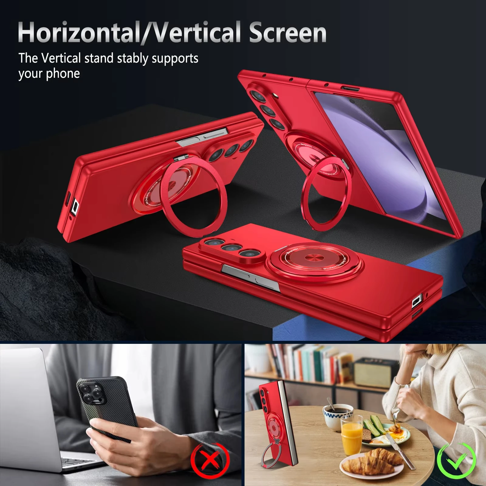 360 °   Obrotowy, supermagnetyczny pierścień, składane, wstrząsoodporne i odporne na upadki etui ochronne do Samsung Galaxy Z Fold 8Ultra 7 6 5 4 3 — zdjęcie produktu 3