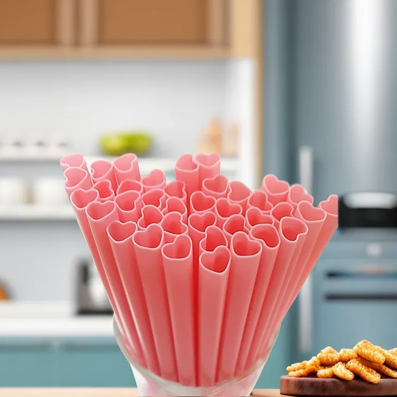 1pc Love Heart Straw Drinking straw Supplies accessories pink red color outdoor party Straw Separate Package