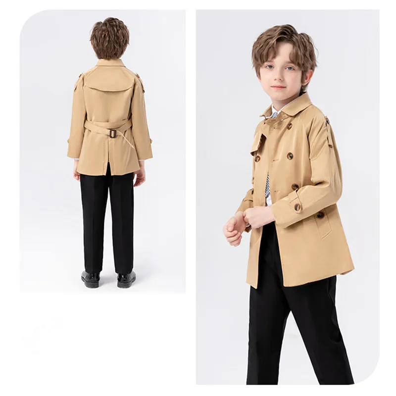 Children Plus Velvet Wind Coat 2024 Autumn Edition Korean Boy Mid Length Casual Top Spring New Fashion Child Trench Jacket