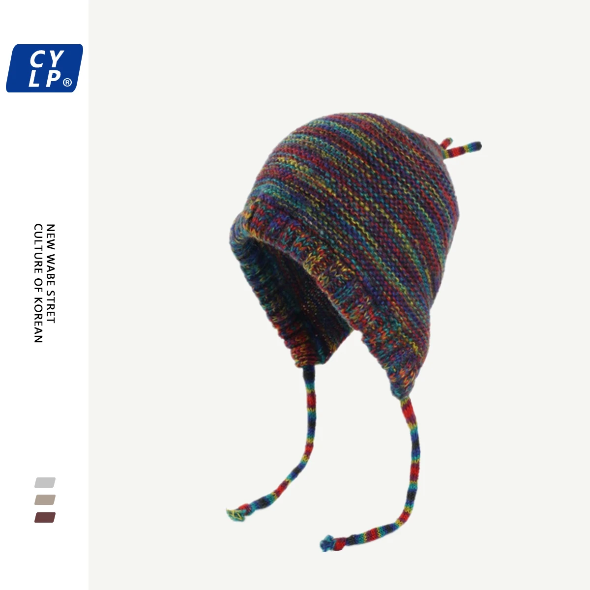 

Autumn and Winter Warm Ear Protection Knitted Hat Women's Street Mixed Color Toque Korean Style Fashion Woolen Hat