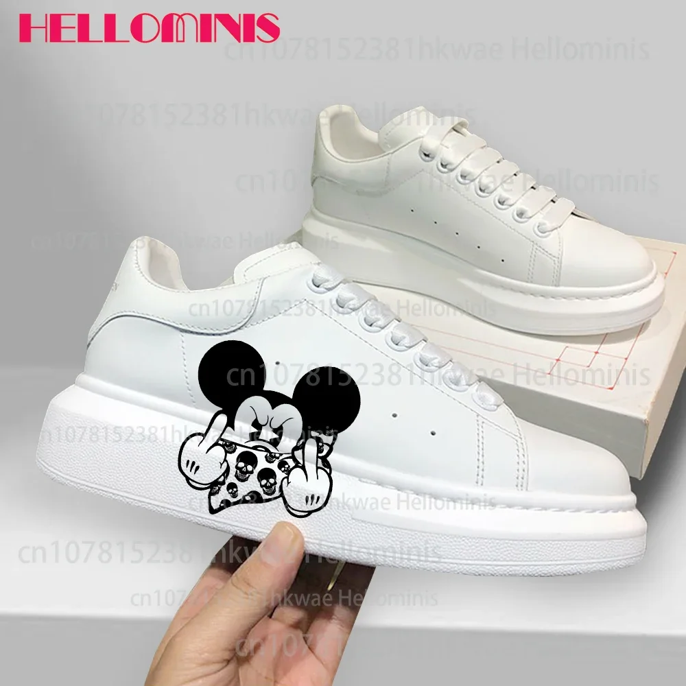 Mickey minnie Couple shoes Fashion Men Women casual Shoes Male Platform Sneakers Girls Casual kateboarding flats 3D graffiti