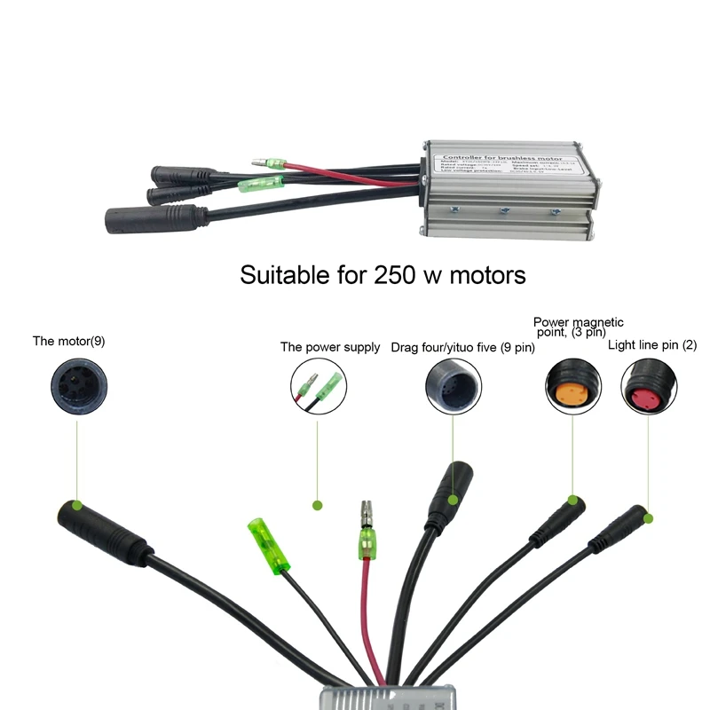 Electric Bicycle Scooter Kit Bicycle Controller Kit LCD11 Display Sine Wave Controller 36/48V 15A 250W