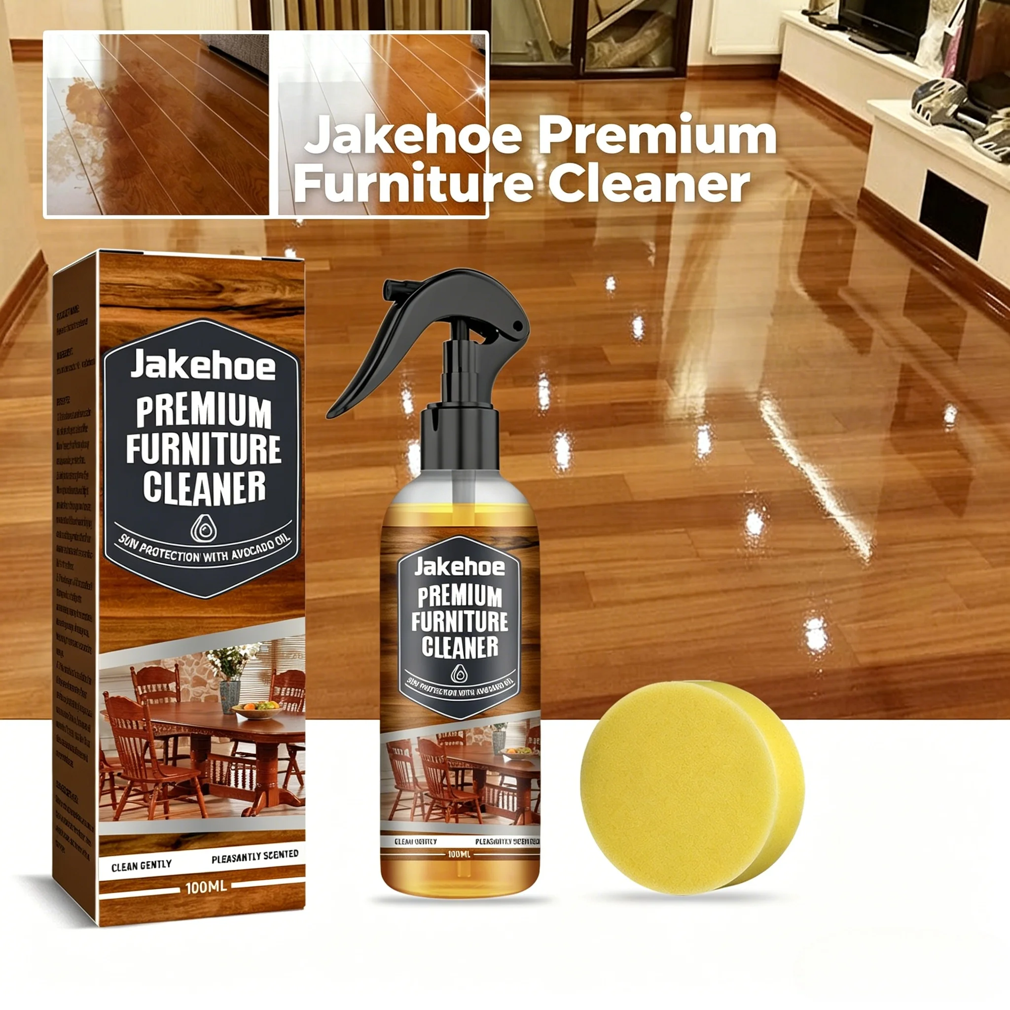 Jakehoe Premium Furniture Cleaner Spray Natural Beeswax Stain Remover Scratch Repair Floor Polish Brightening Care Liquid 100ml