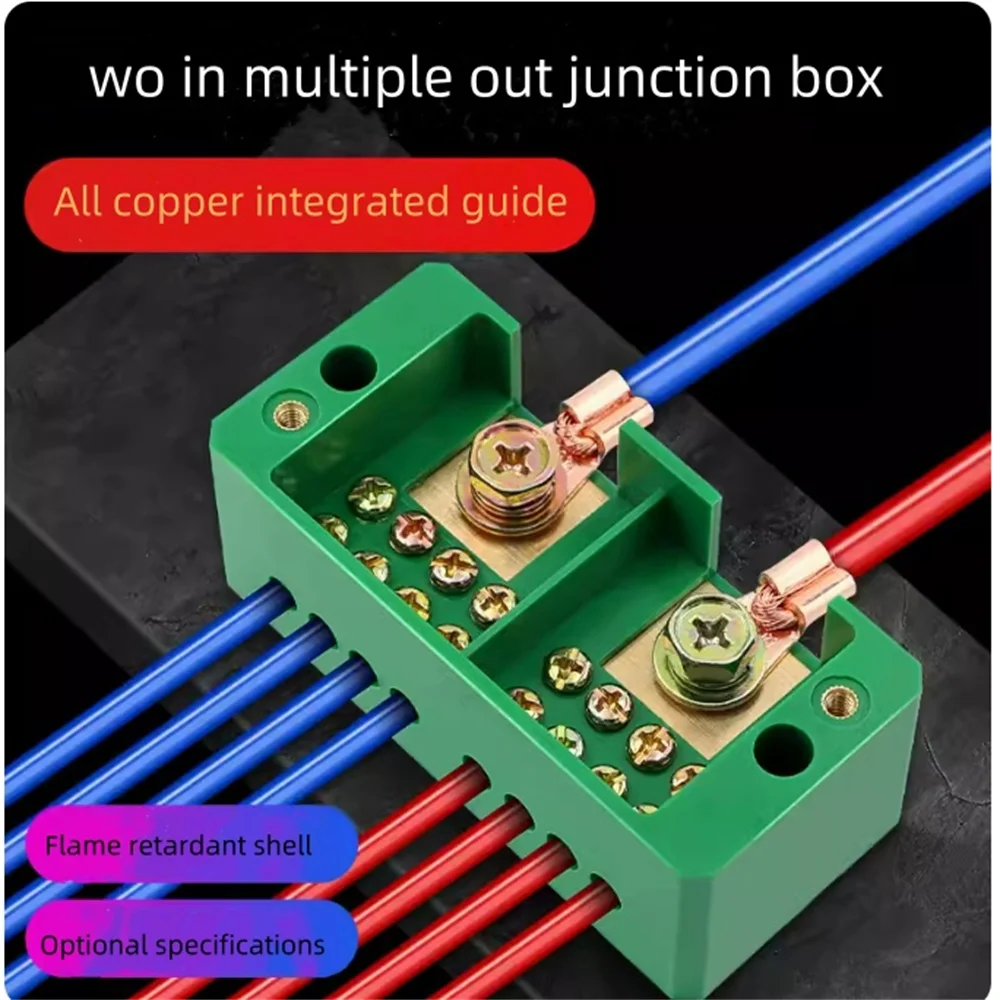 

Two-in and eight-out terminal box, 2 in and 8 out, zero live wire copper row distribution cabinet,wire distribution terminal box