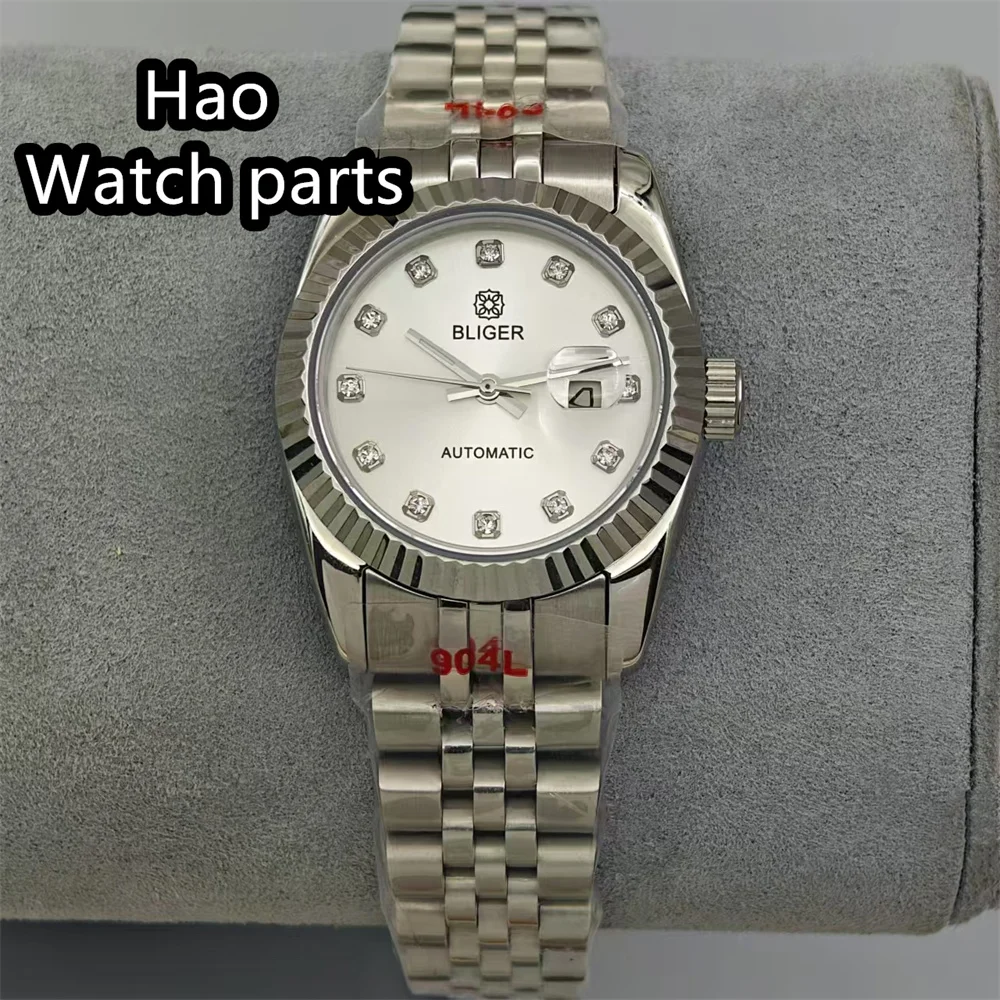 Часы женские механические серебристые с сапфировым стеклом, 30,5 мм