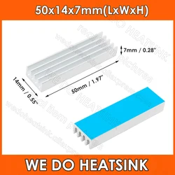 50x14x7mm Silver Aluminum E-shape Heatsink Radiator Cooler for MOS IC DIP Chip with Thermal Adhesive Pad Assembly Applied