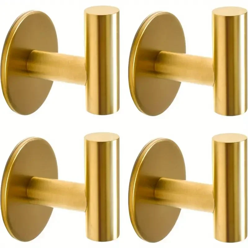 2/4PCS Adhesive Wall Hook Stainless Steel Robe Sticker Hooks Towel Coat Key Pants Hangers Bathroom Kitchen Storage Accessories