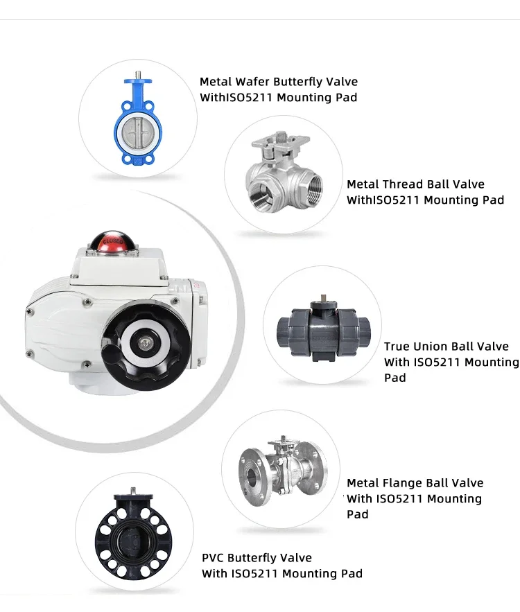 White Green Blue Orange AC12, AC24V Electric Motor Actuator