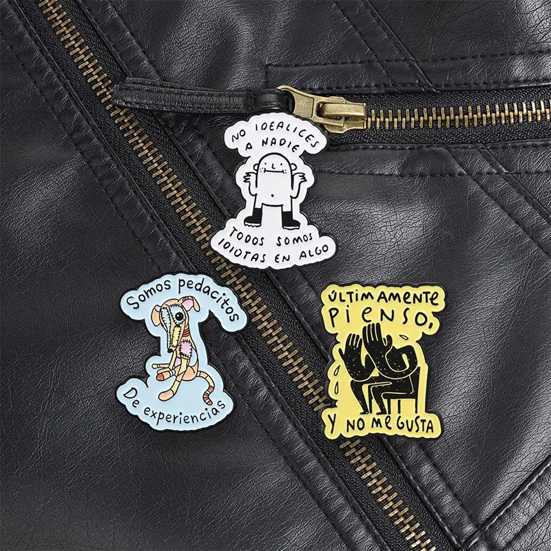 Latina Self Love Acceptance Enamel Pin, Somos Pedacitos De Experiencias Brooch for Emotional Support and Teen Streetwear Style