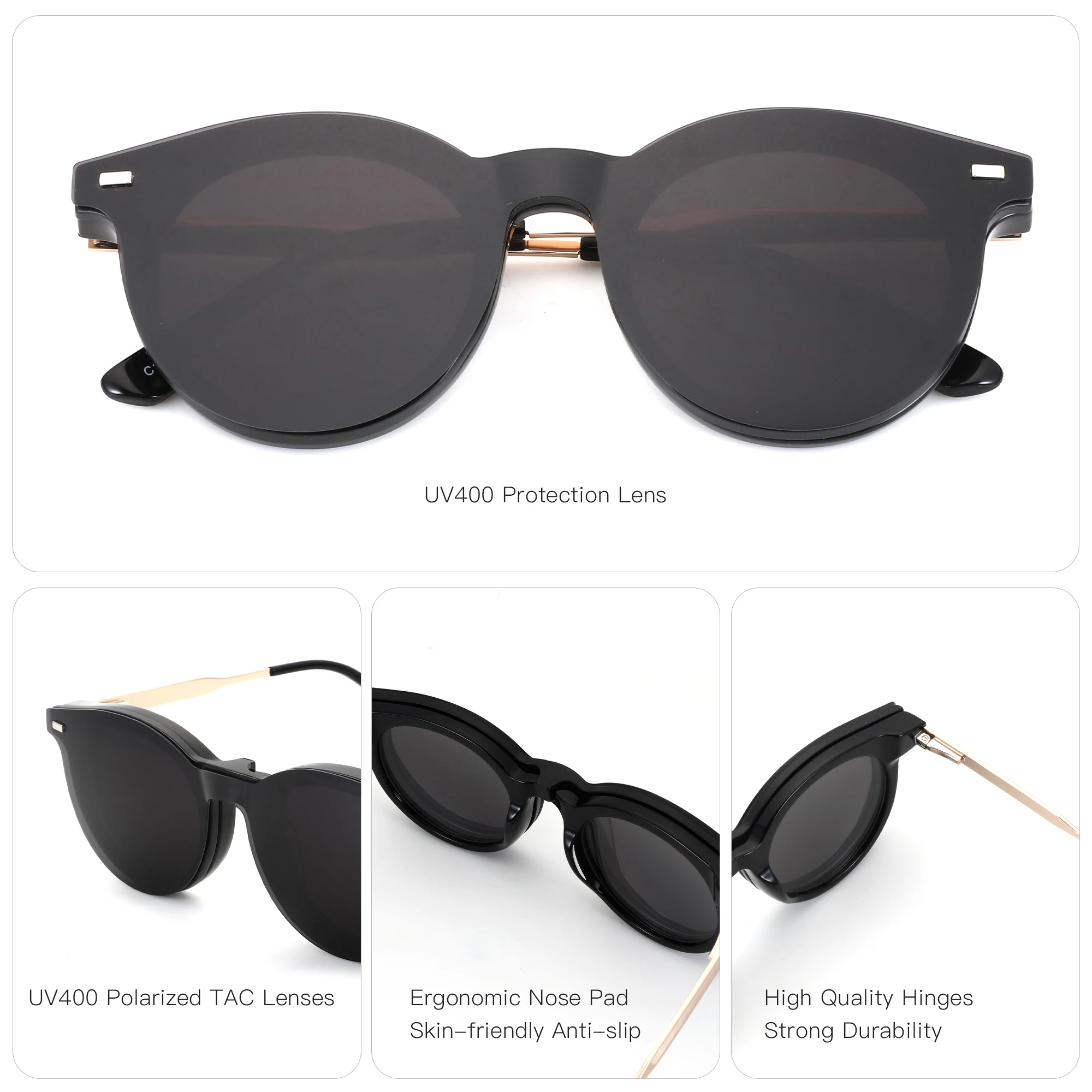 BLUEMOKY Acetate Round Clip Prescription Glasses,Men Anti Blue Light Progressive Multifocal,Myopia Correction Optical Lenses