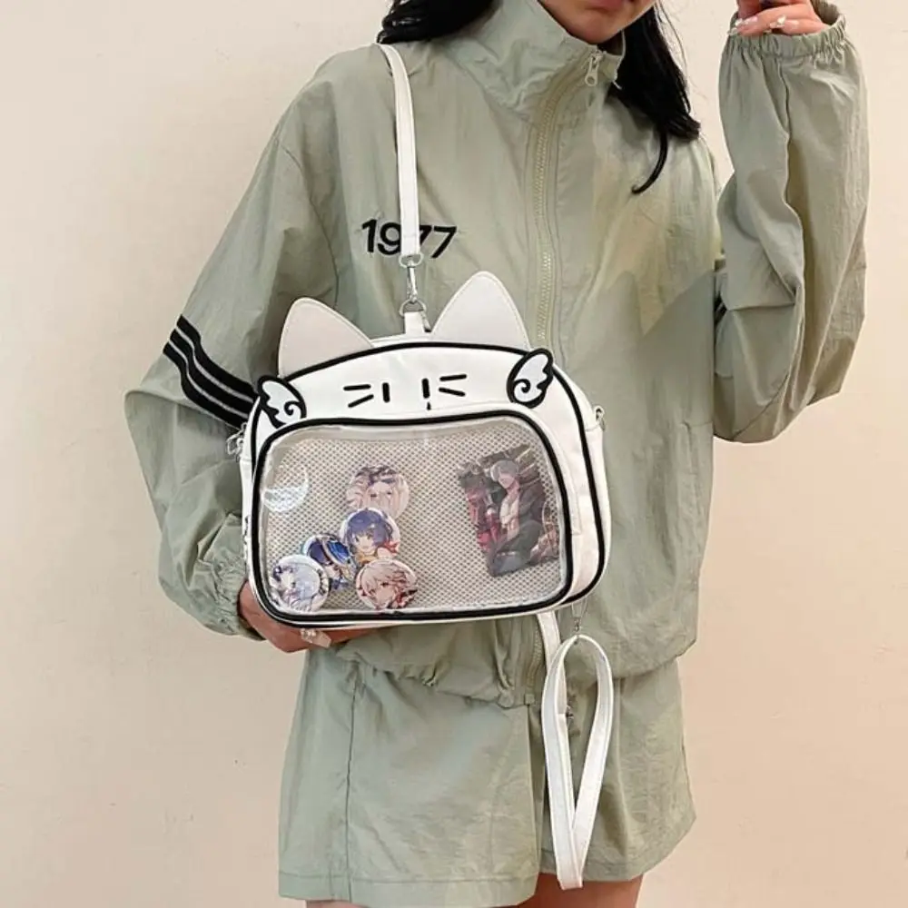 Zipper Bag Kawaii Cat Itabag PU Idol Merchandise Storage Transparent Pocket Badge Storage Bag Wallet Fashion Backpacks Gift