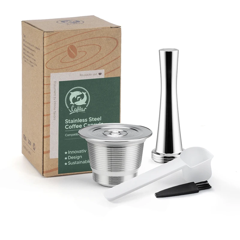Nespresso wiederverwendbare Kaffeekapsel aus Edelstahl, nachfüllbare Filter, Espressotasse, passend für Inissia und Pixie Kaffeemaschine