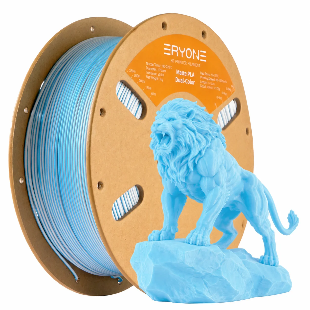 ERYONE 1KG Matte Dual Color PLA Filament 1.75 mm for 3D Printers,Accuracy +/- 0.03mm,1KG per Spool