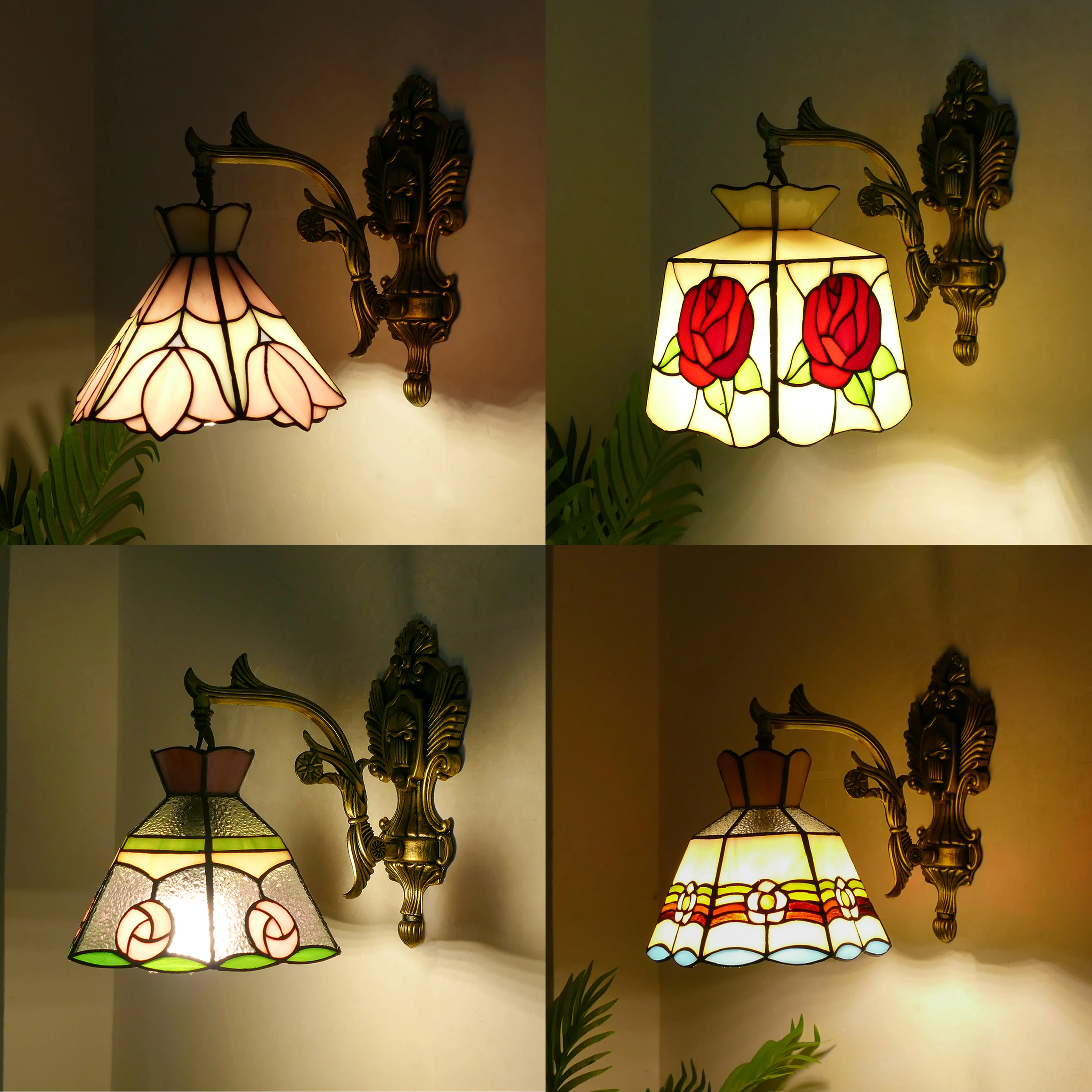 

Flower Design Bathroom Mirror Front Light Living Room Bedhead Corridor Garden Decorative Wall Light