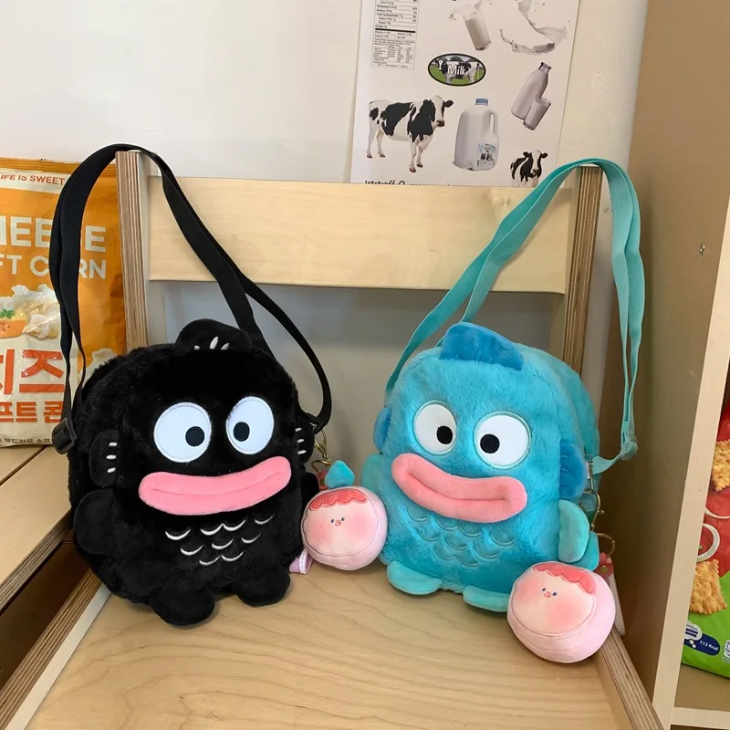 Sanrio Anime Hangyodon peluche bambola per il tempo libero borsa a tracolla da viaggio ragazze Cartoon ricezione peluche borsa Kawaii regali di compleanno